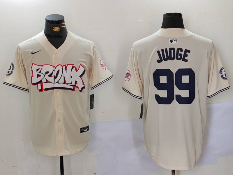 Men New York Yankees #99 Judge Cream joint name 2024 Nike MLB Jersey style 1